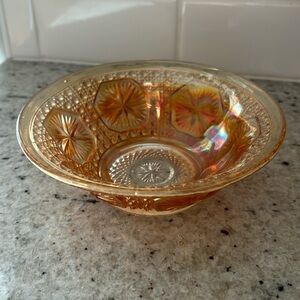 Vintage marigold carnival glass bowl